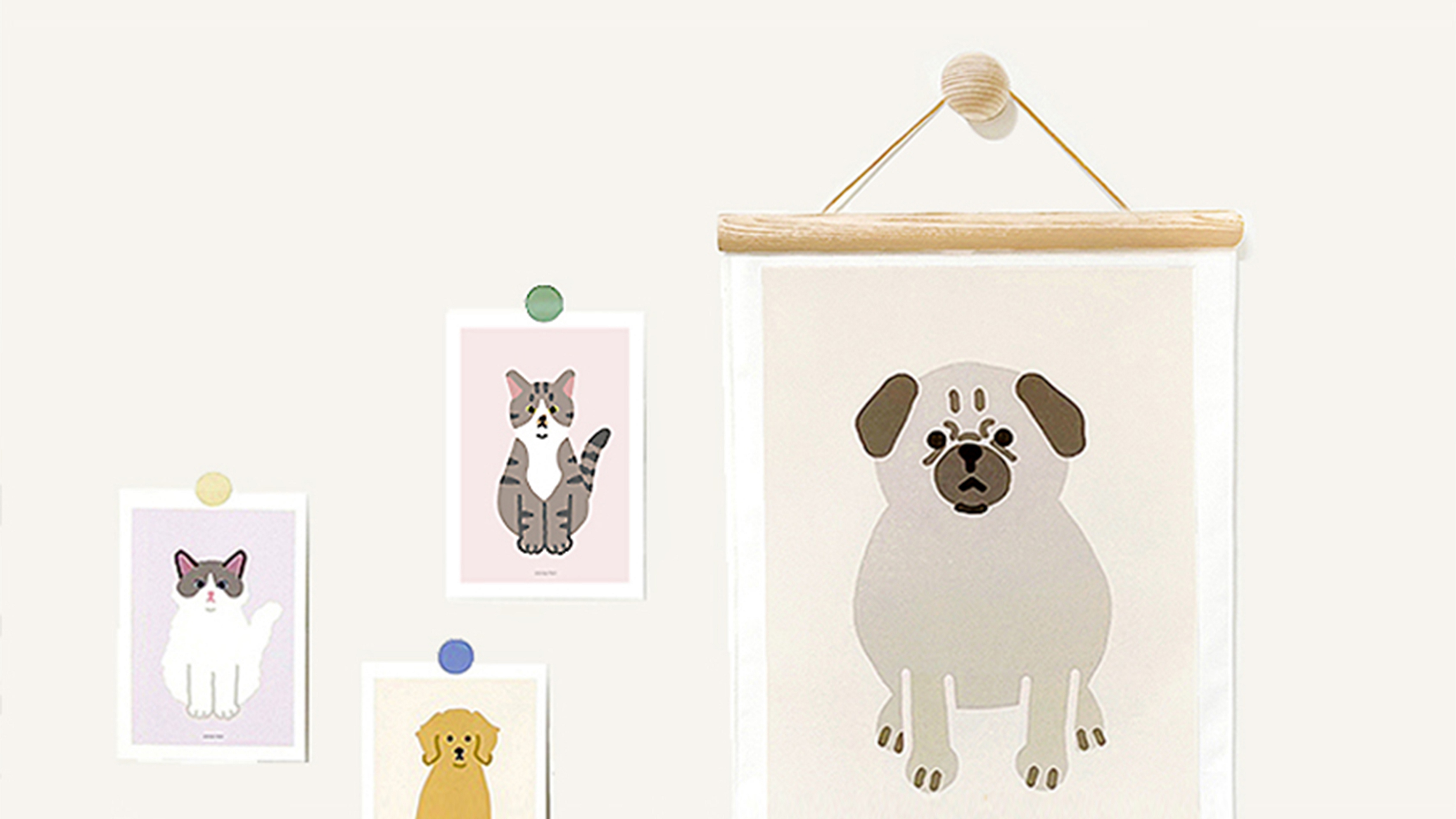 [그림-제작] 언제나 내옆에 딱! 반려 댕냥이 홈&일상 딱붙! 굿즈 5종