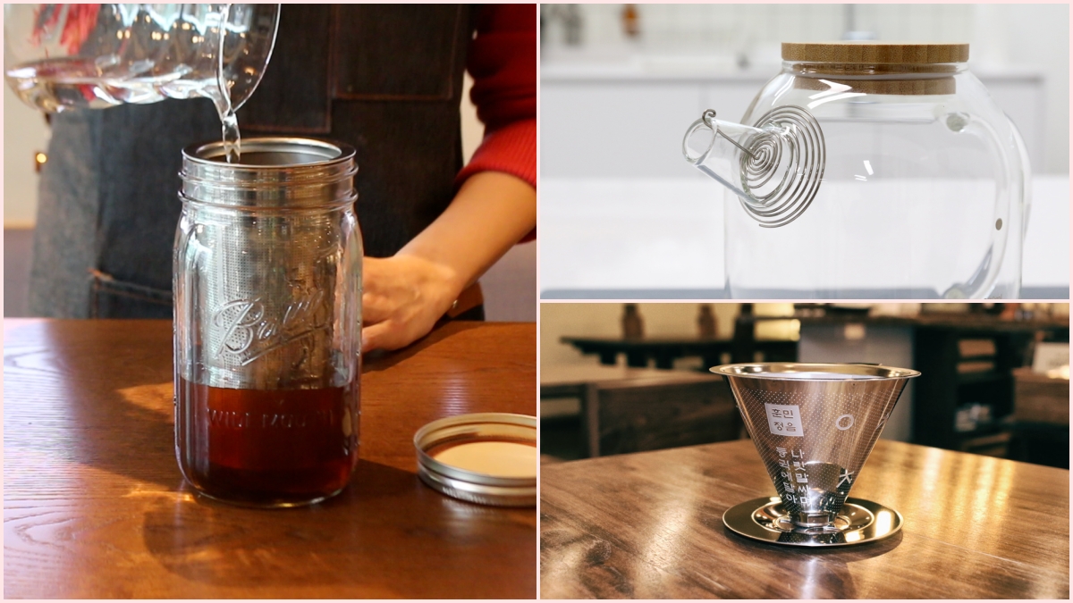 Three stainless steel filters for drip coffee cold brew and tea—no paper filter needed