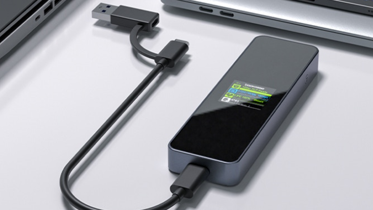 搭载LCD与电池的智能SSD外置硬盘盒！安全存储数据！