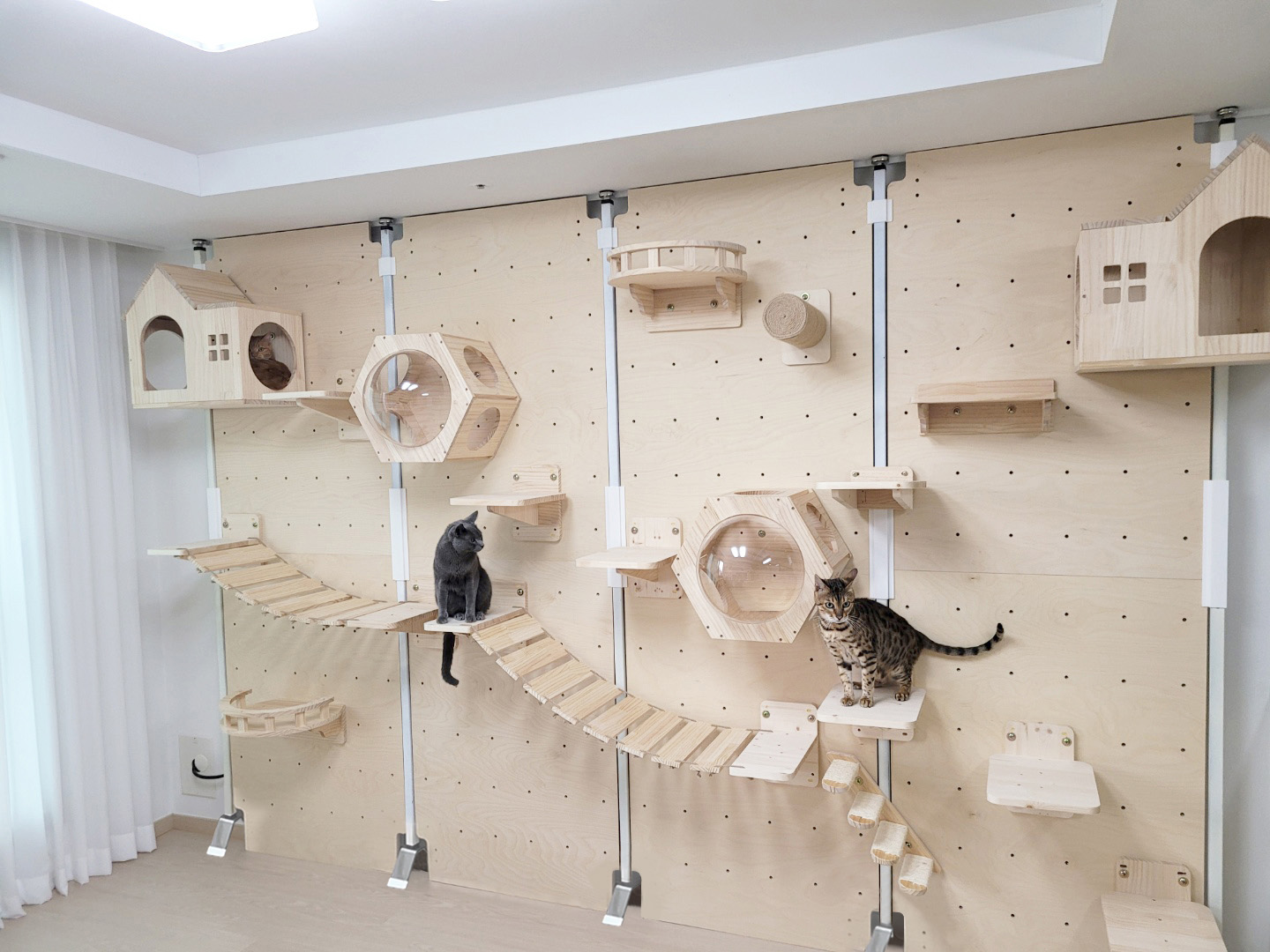 No installation needed! Move it anywhere! Wall-drill-free expandable catwalk