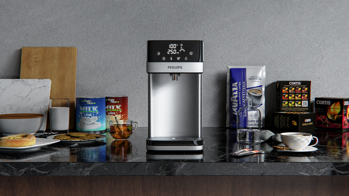 フィリップス設置不要浄水器｜コーヒー、茶、ラーメン、ミルクまで温度・量を自由自在に調節！
