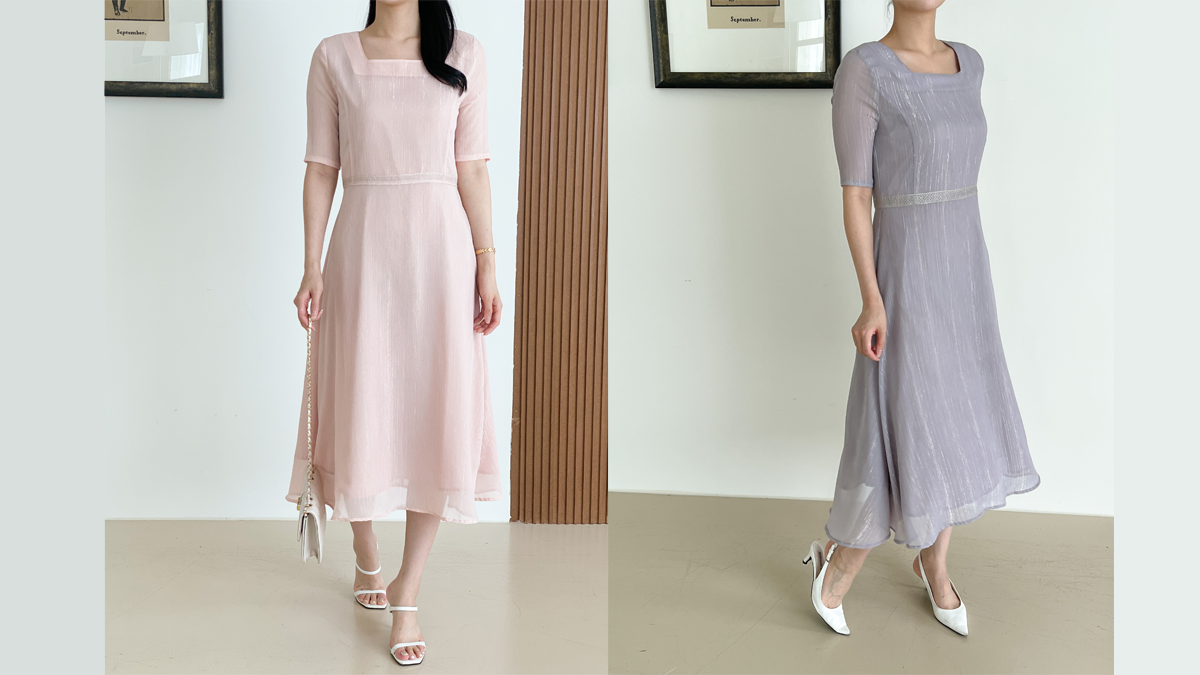 [约4万韩元] 轻盈优雅的雪纺连衣裙，绽放女性魅力：）预售爆款