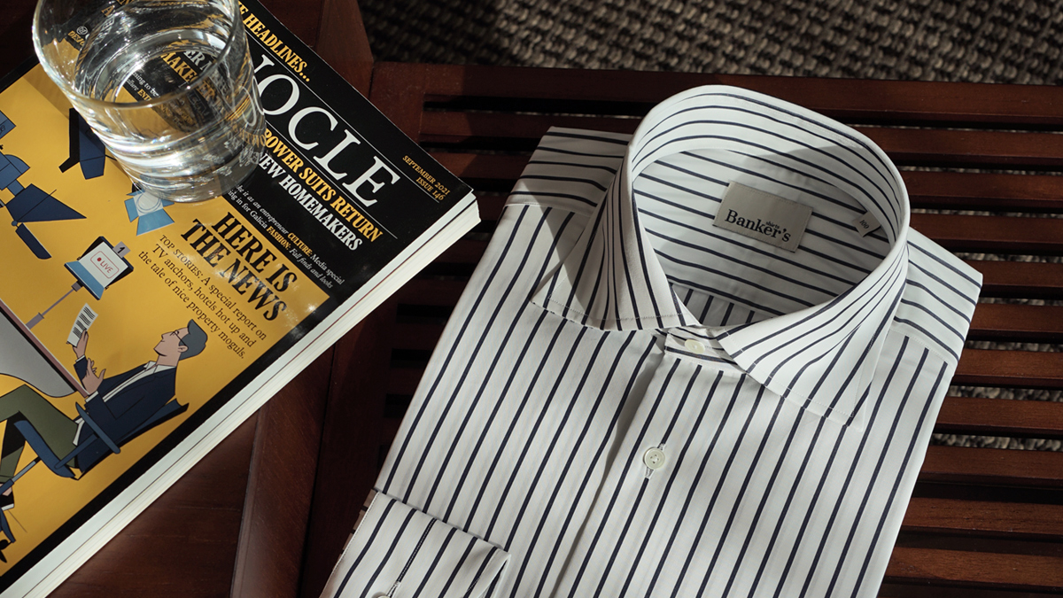 [Bankers Shirt] British Bankers' Premium 80-Count Poplin Banker Stripe Shirt