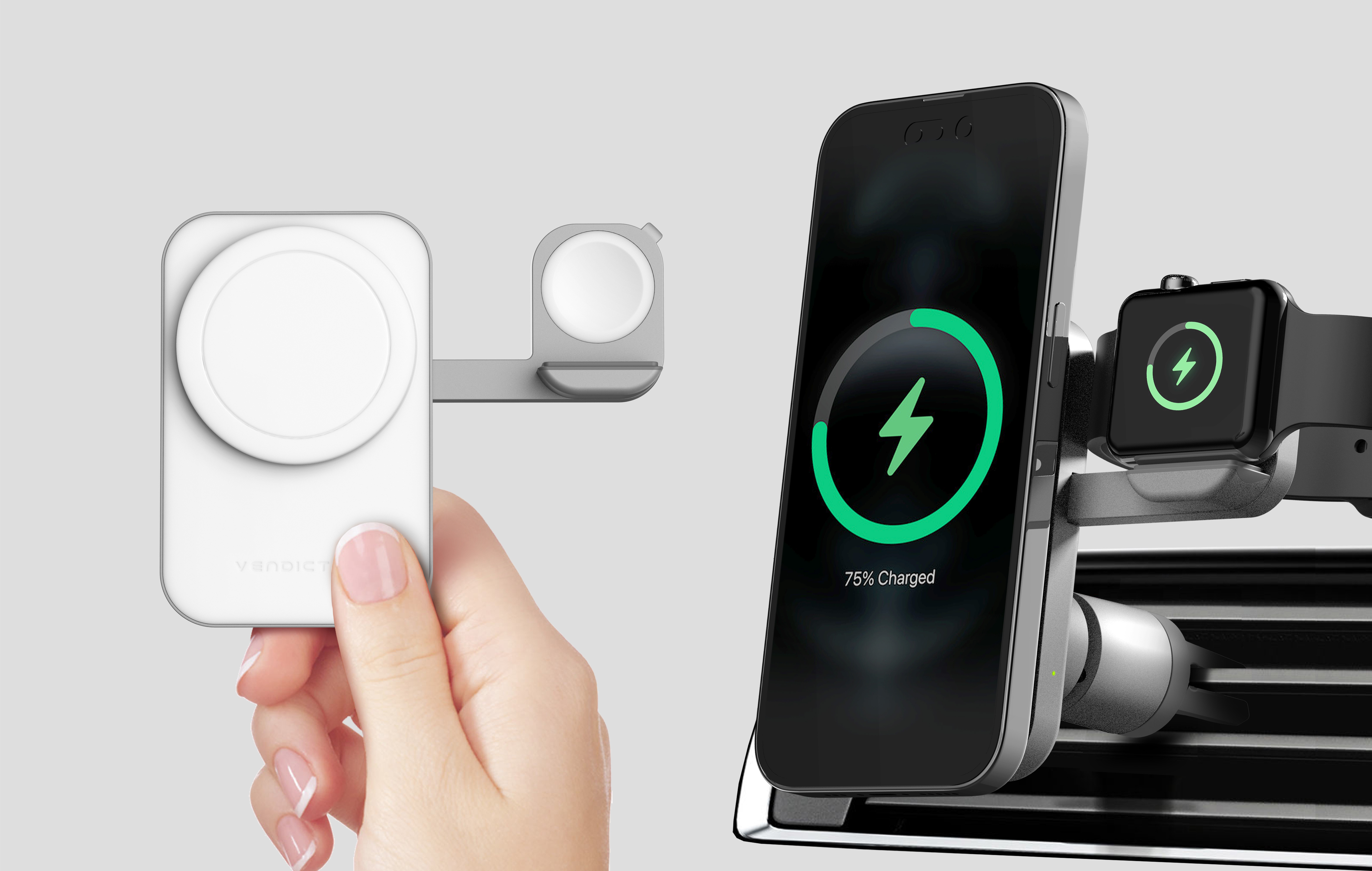 애플다운 미니멀한 디자인! 아이폰 애플워치 동시 충전가능한 차량용 거치대