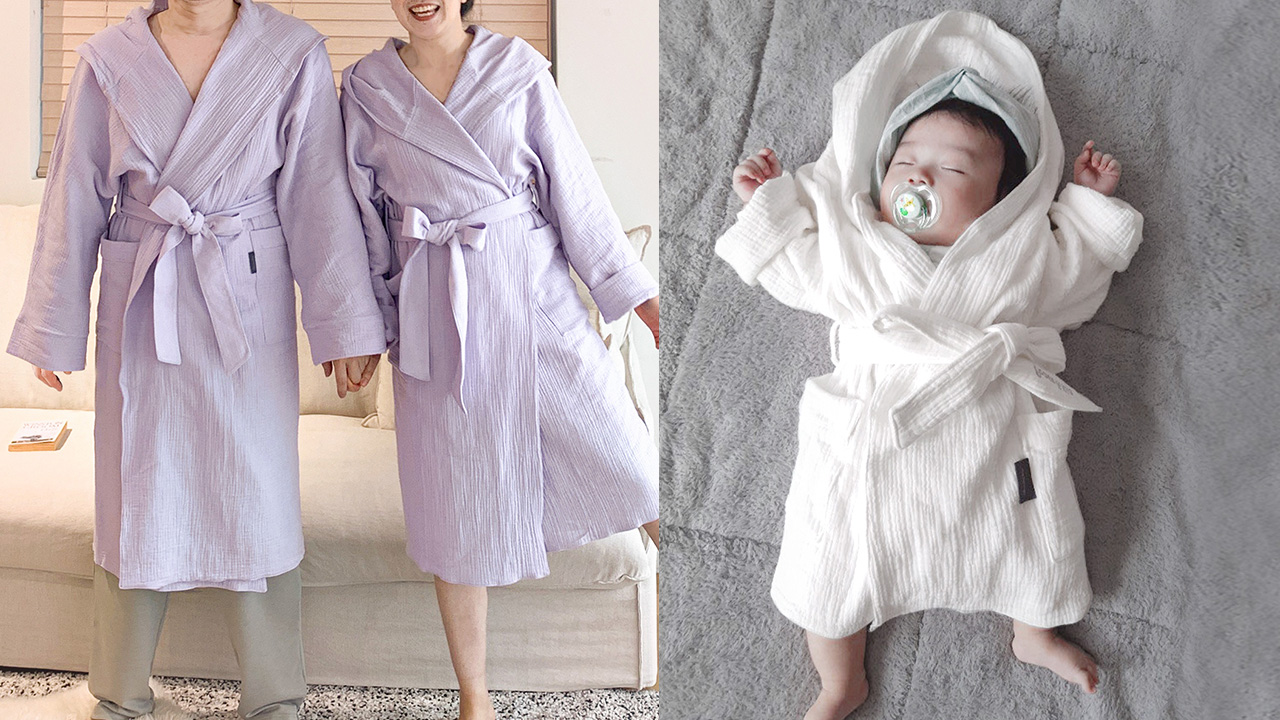 [5.0감탄가운] 수건 대신 사용하는 감성편리템 4중거즈후드가운